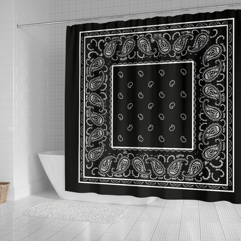 Shower Curtain - Classic Black Original Bandana