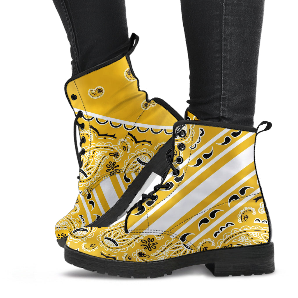 Bold Stripe Gold Leather Bandana Boot