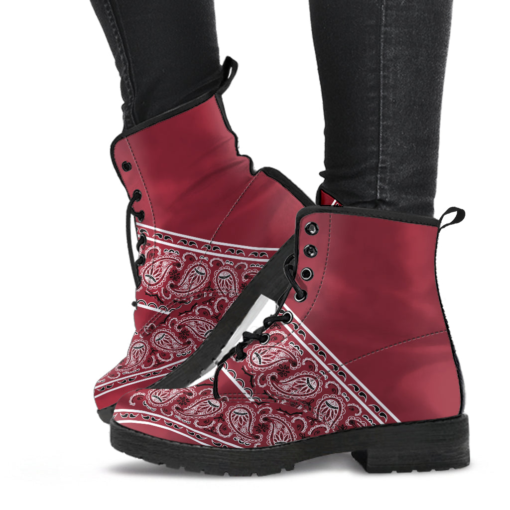 Flying V Leather Bandana Boot - Maroon