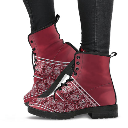 Flying V Leather Bandana Boot - Maroon