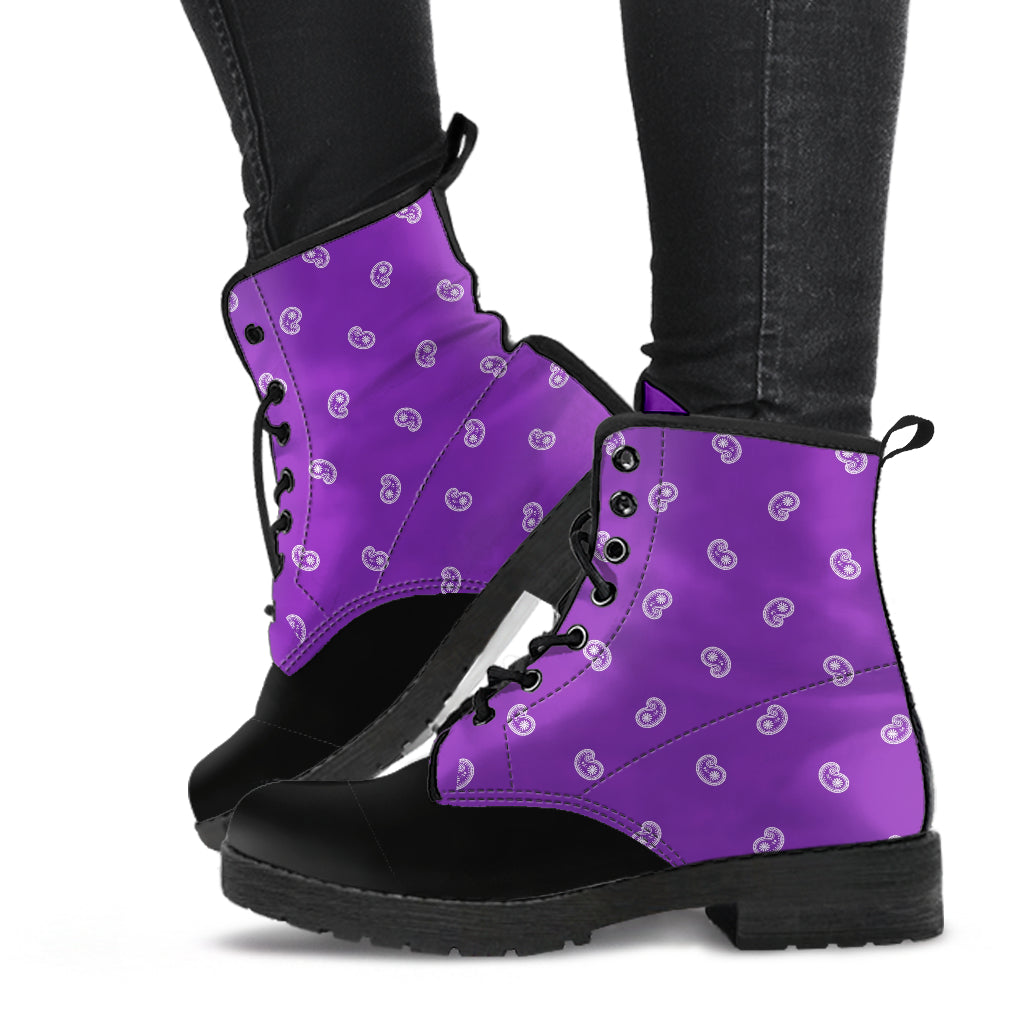 Men's Leather Bandana Boot - Black/Grape