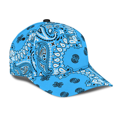 Classic Cap 2 - Black on Lt Blue All Over Design