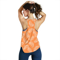 Women's Racerback Tank - Swirl Orange and White