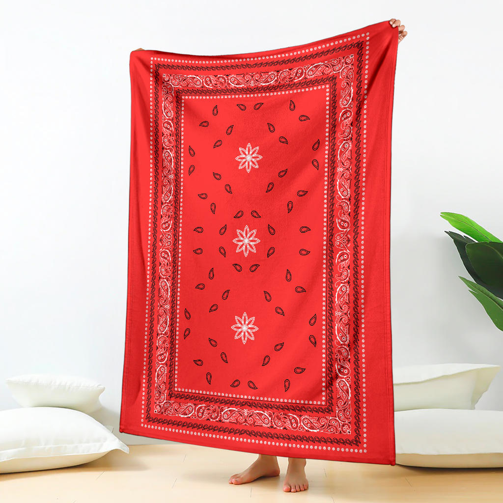 Ultra Plush 4 Traditional Red Bandana Throw Blanket