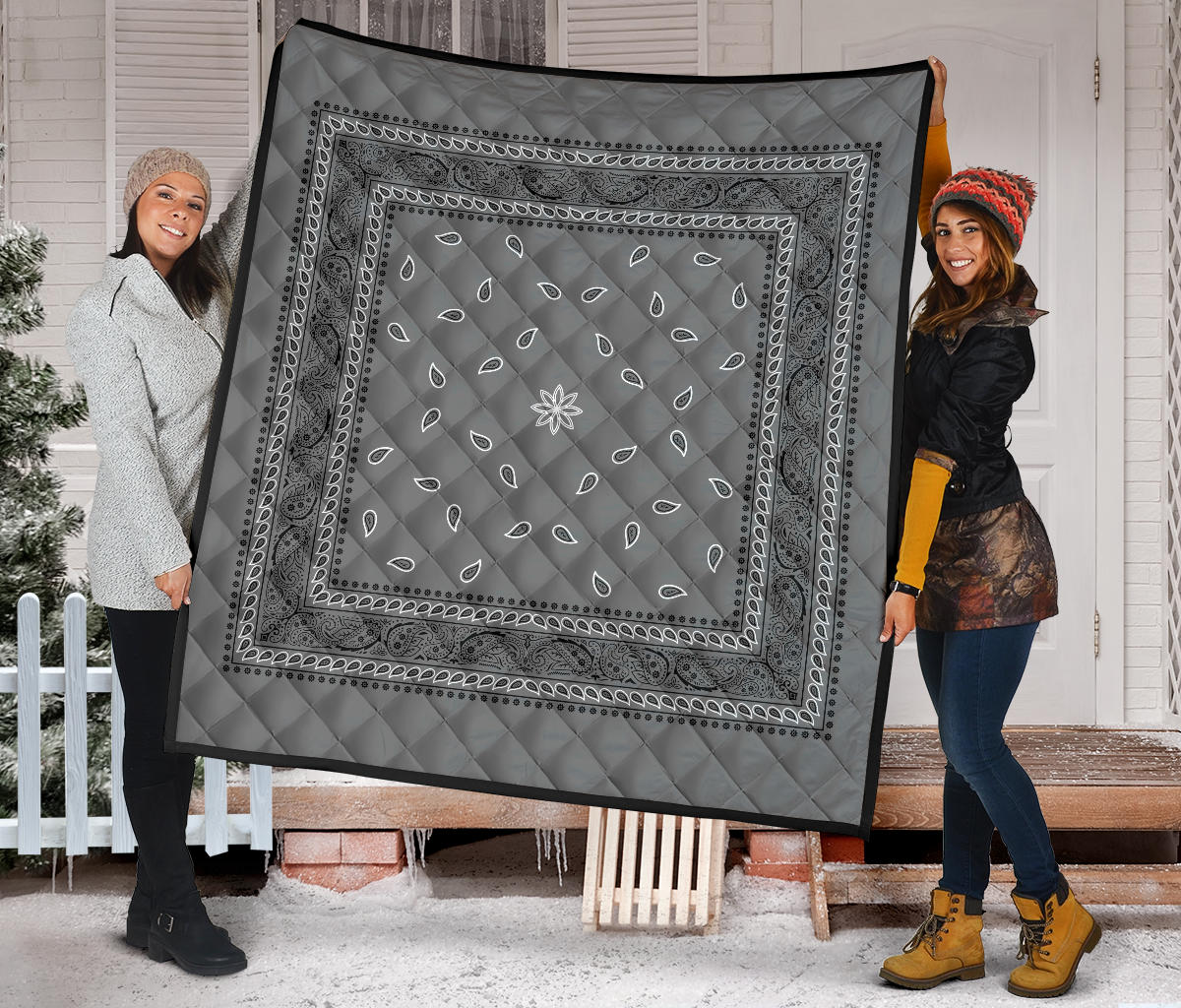 Quilt 4 Gray Black Bandana Quilt