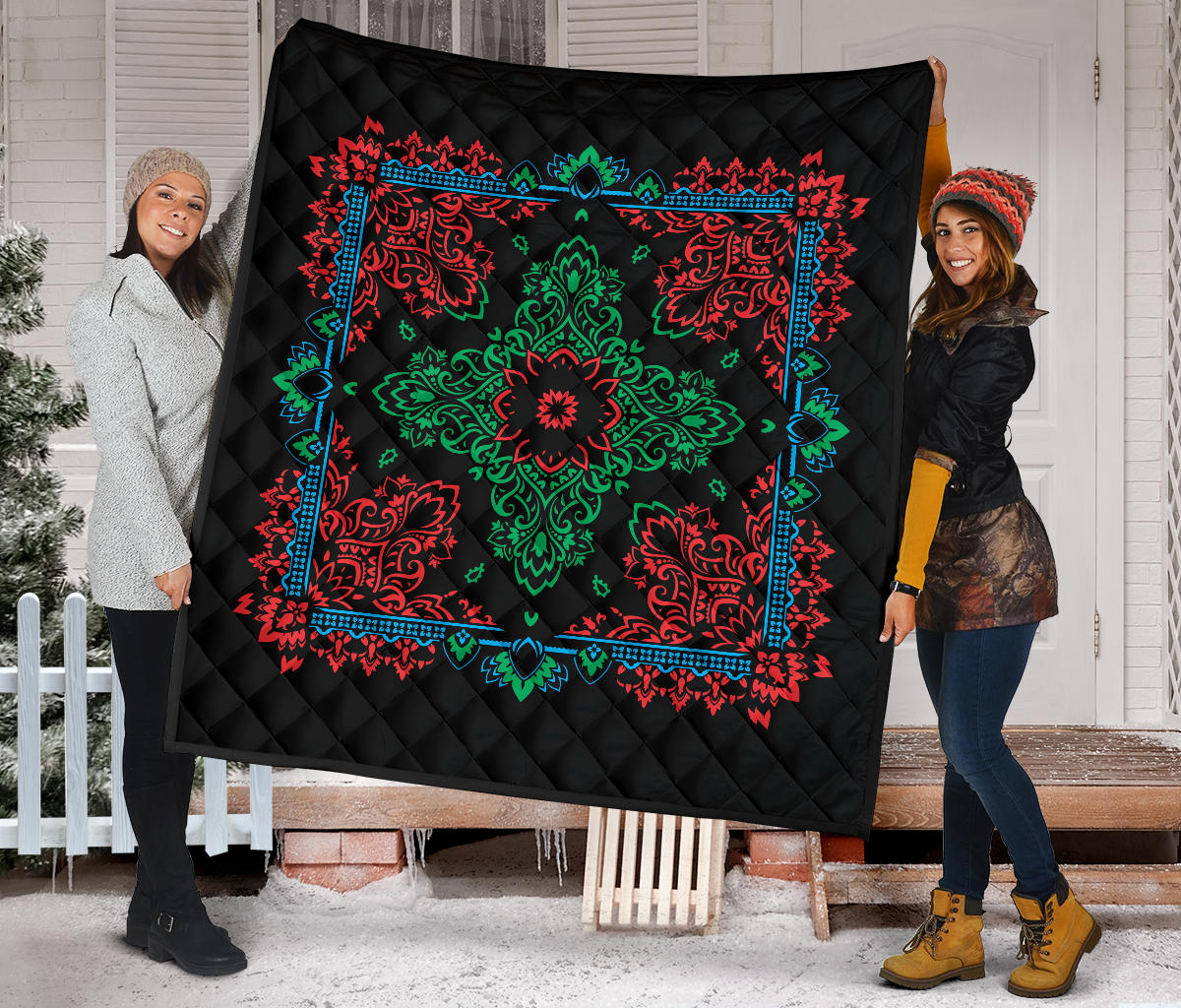 Quilt 3 Tri Color on Black