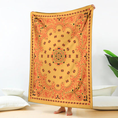 Ultra Plush Red on Peach Bandana Throw Blanket