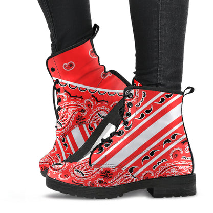 Bold Stripe Red Leather Bandana Boot