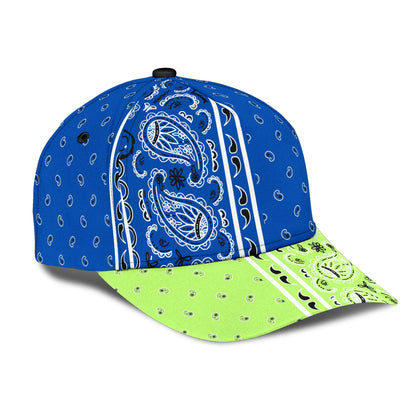 Classic Cap - Cobalt Bandana Style w Lime Bill