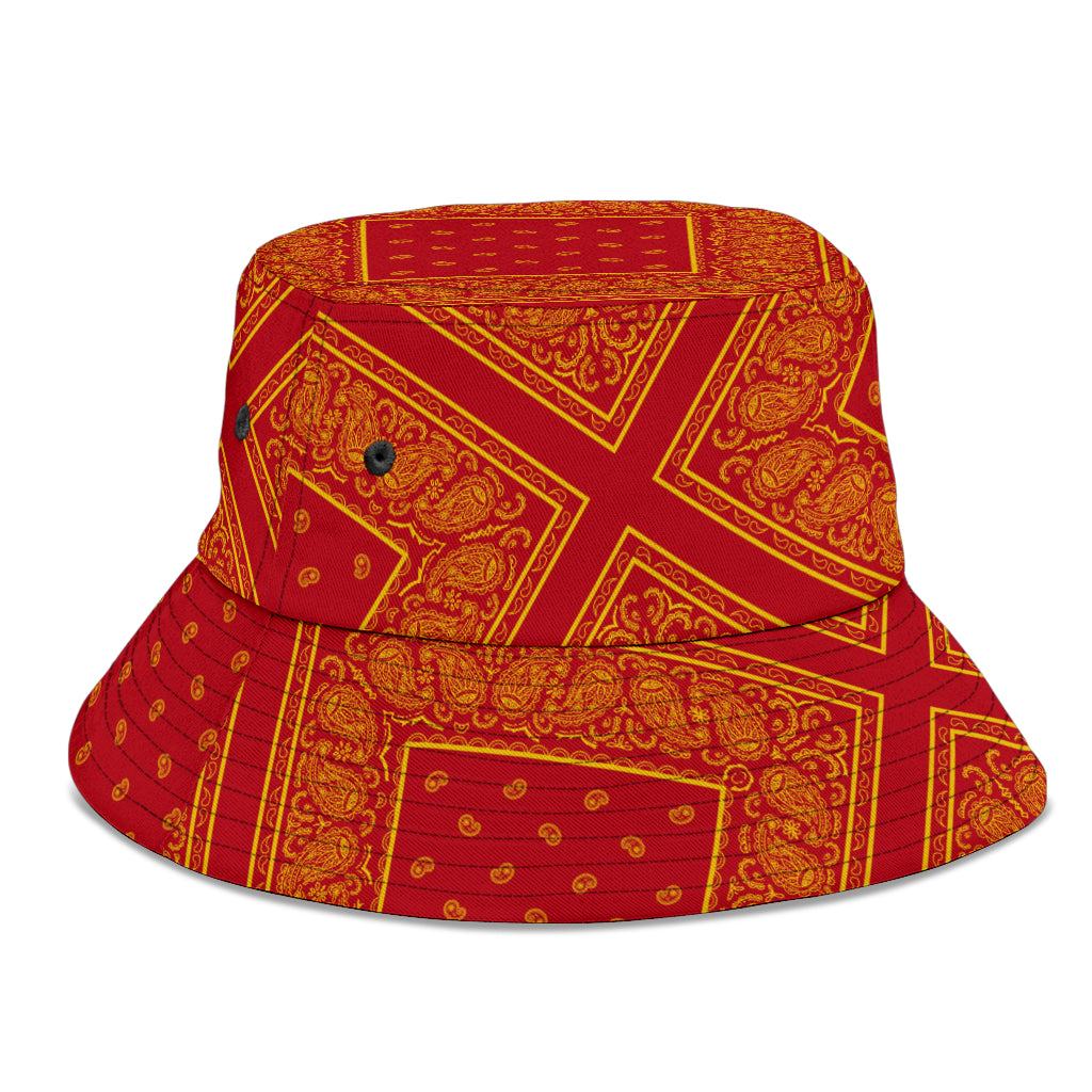 Red and Gold Bandana Bucket Hat