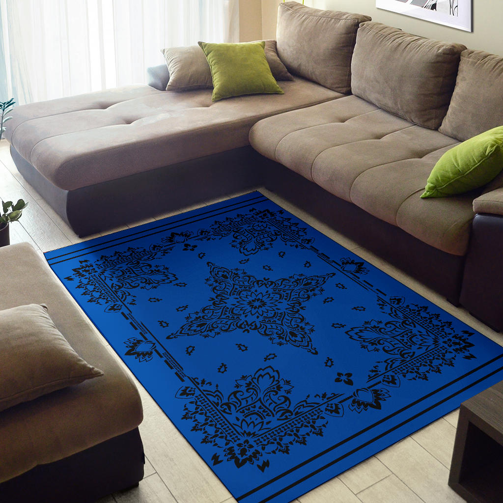 Area Rug Two - Black on Cobalt
