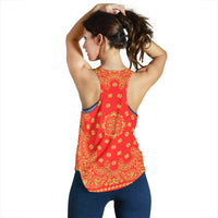 Women's Racer Tank - Lime Bandana on Red