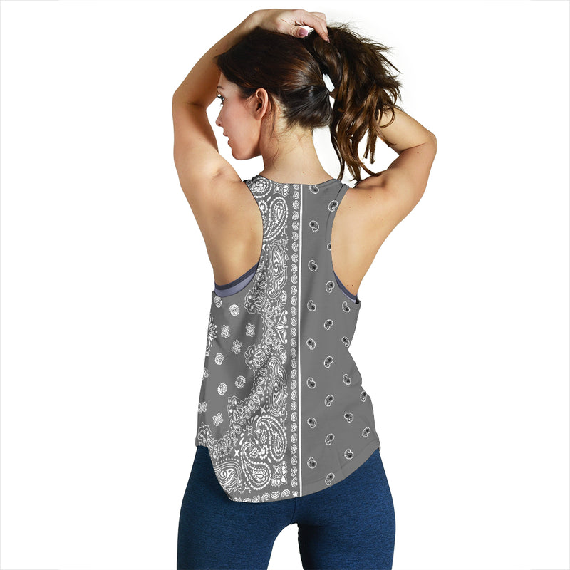 Women's Racerback Tank - Offset White on Gray