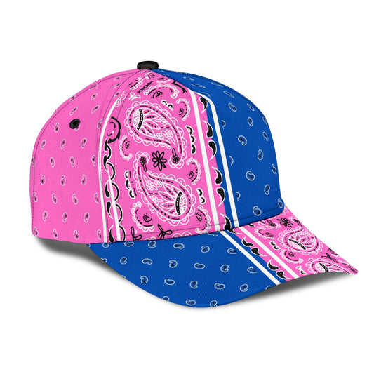 Classic Cap - Bandana Style Pink Blue Panels