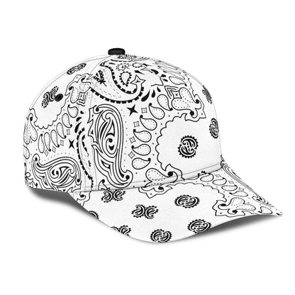 Classic Cap -2- Black on White All Over Design
