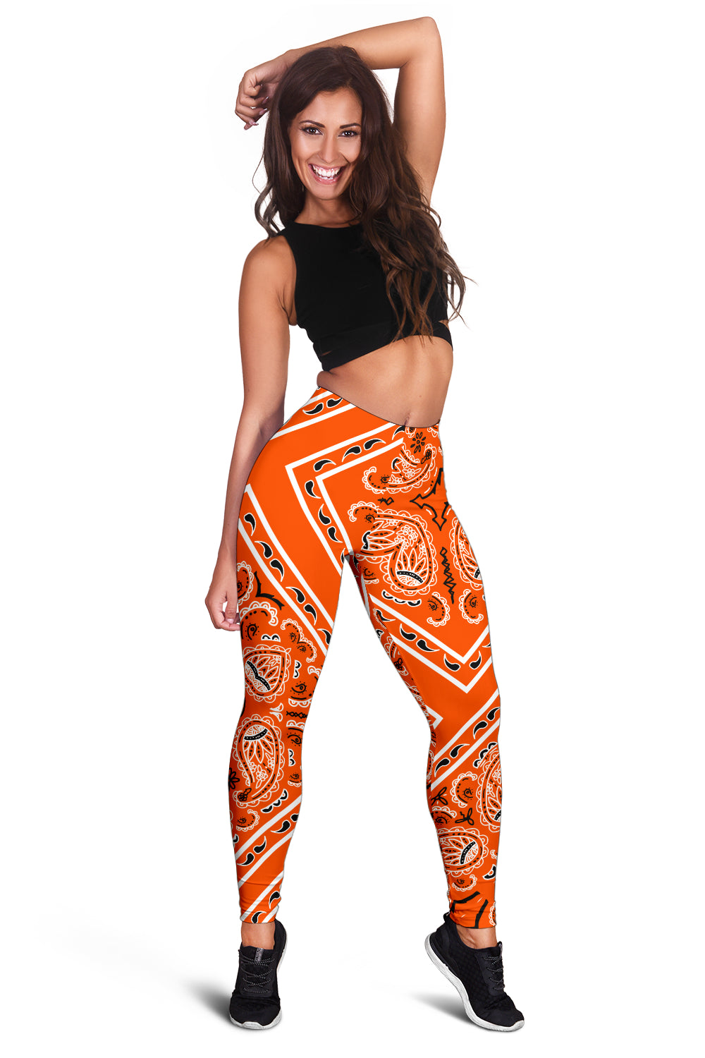 Women's Leggings - Bright Orange Total Bandana