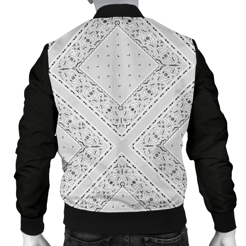 Men's Light Gray X Bandana Bomber Jacket