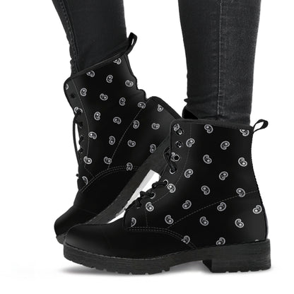 Men's Leather Bandana Boots - Black on Black