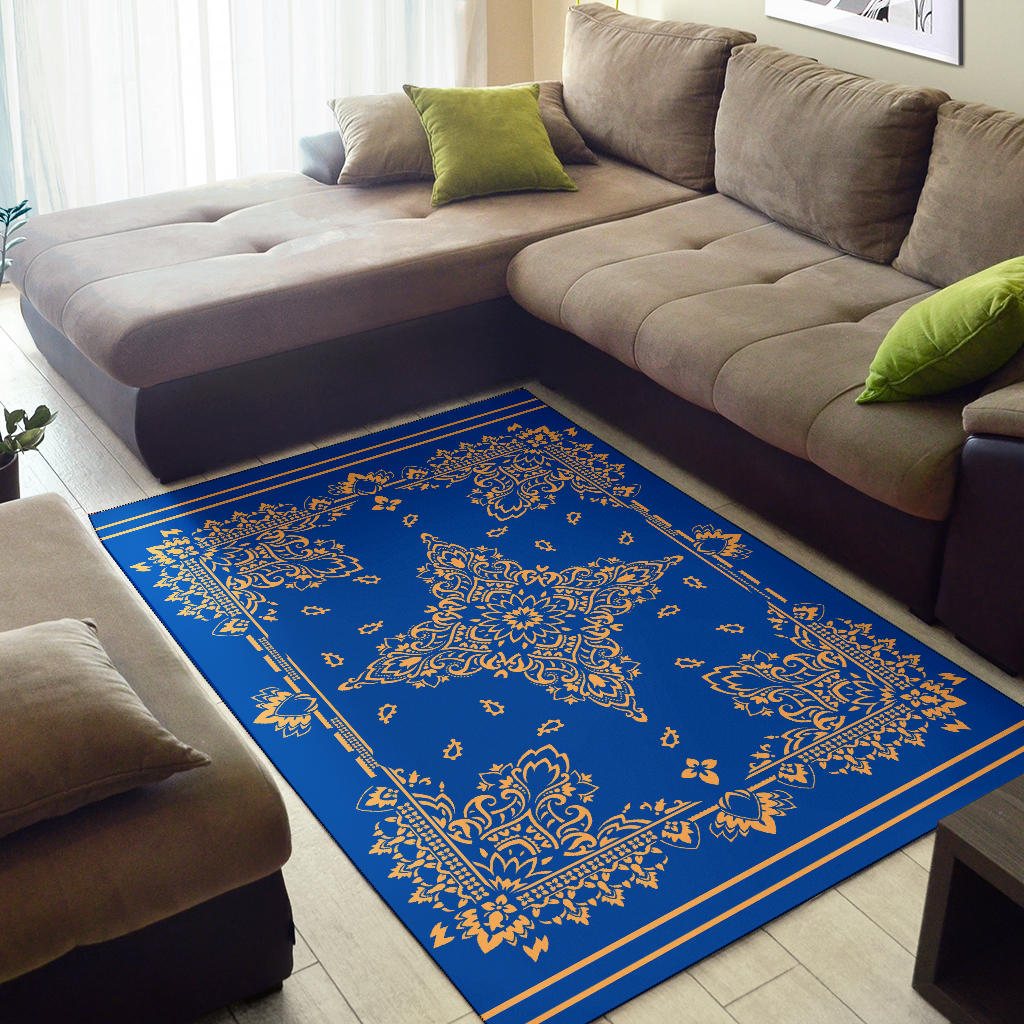 Area Rug Two - Peach on Cobalt