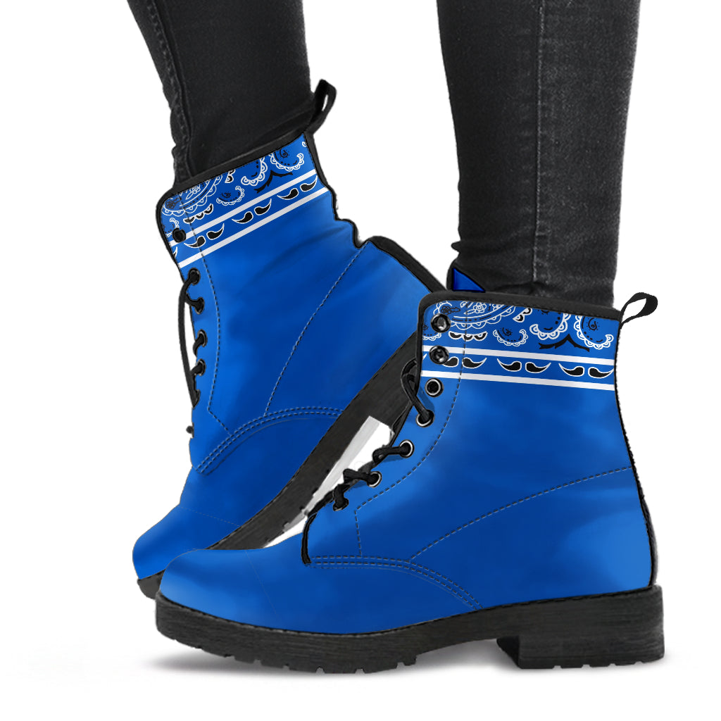 Banded Cobalt Leather Bandana Boot