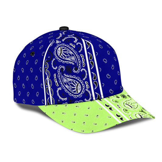 Classic Cap - Navy Bandana Style w Lime