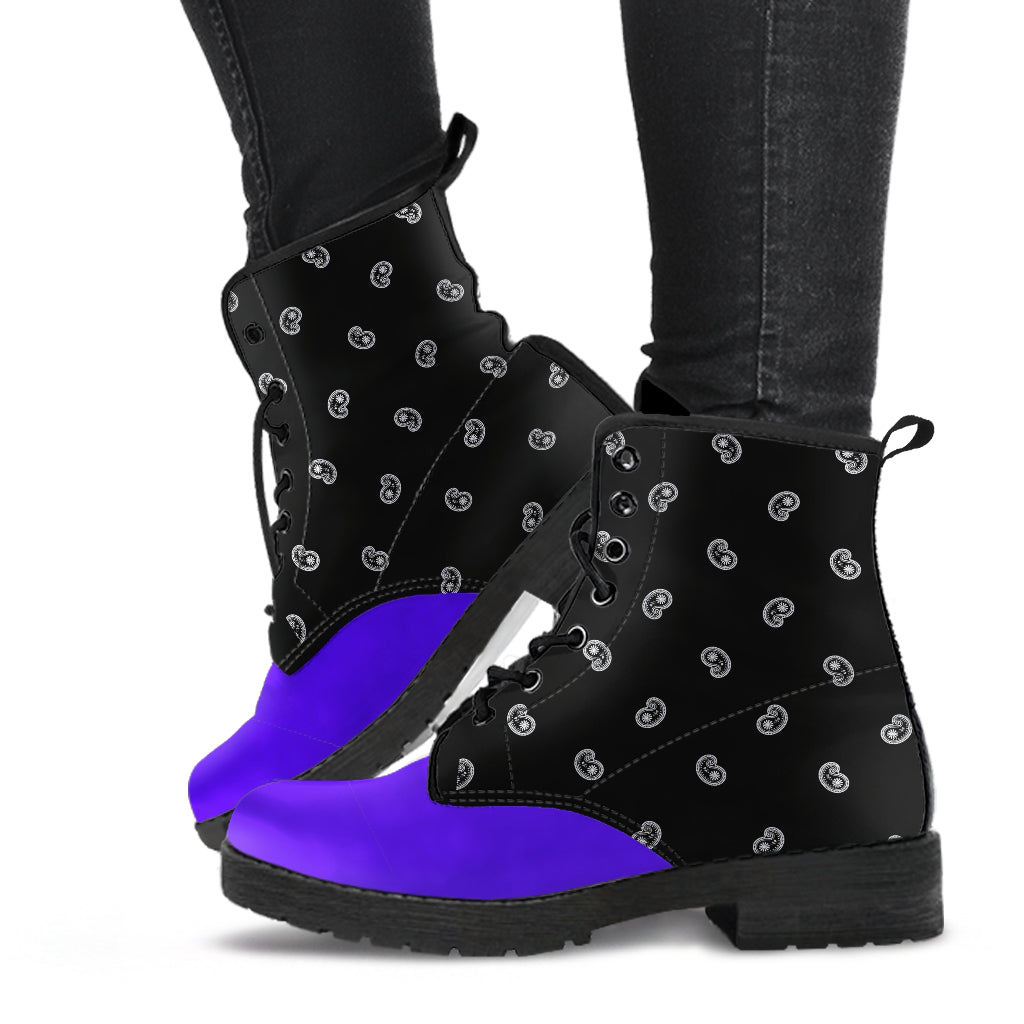 Men's Leather Bandana Boot - Purple/Black
