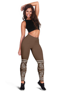 Women's Leggings - Coffee Brown Bandana