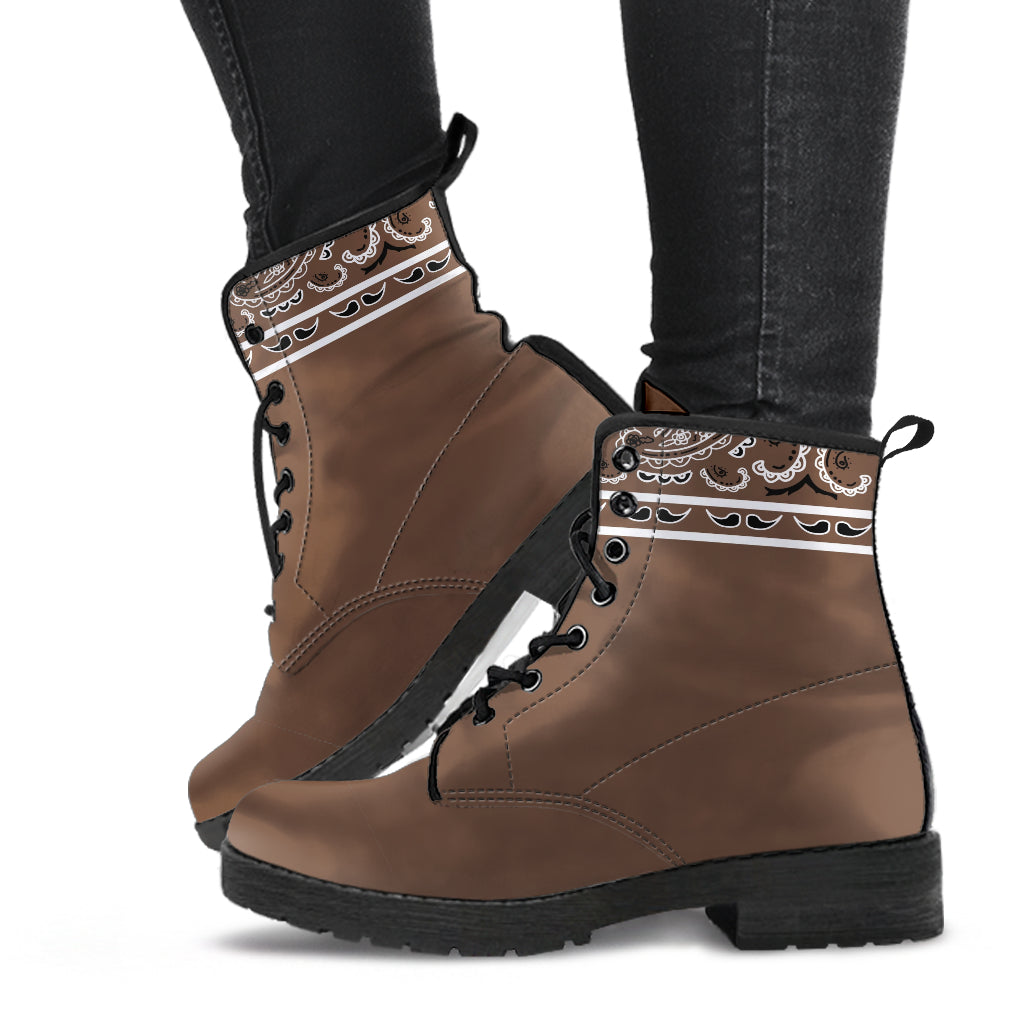 Banded Brown Leather Bandana Boot