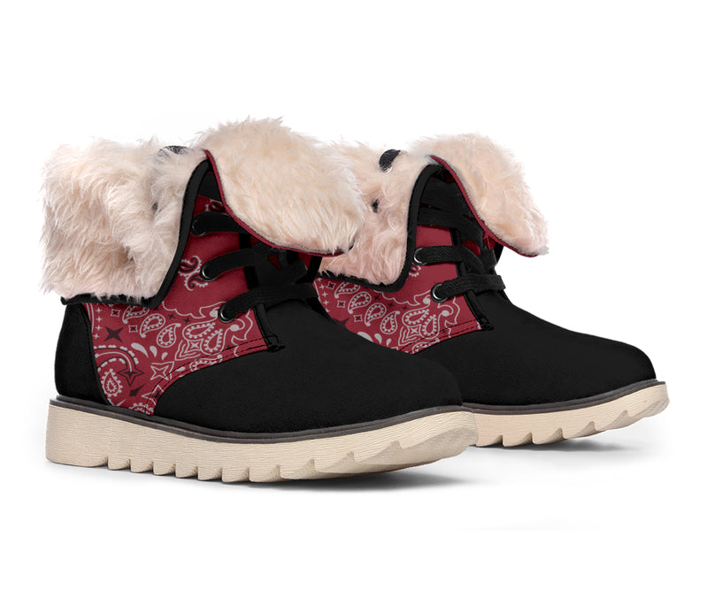 Women's Winter Boots - Bandana3 Maroon & Black