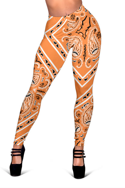 Women's Leggings - Lt. Orange Total Bandana