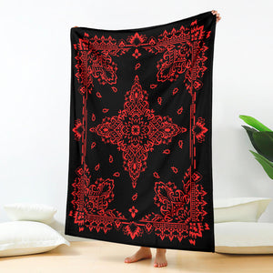 Ultra Plush 3 Red on Black Bandana Throw Blanket