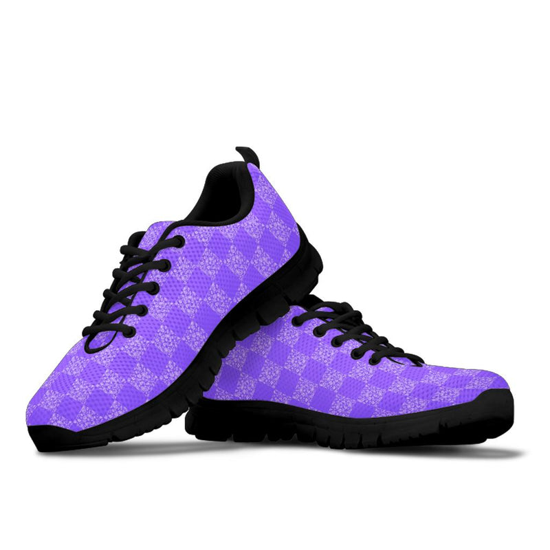 Low Top Sneaker - Purple Checkerboard on Black