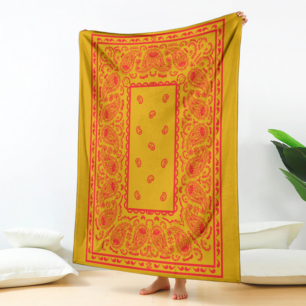 Ultra Plush Throw Red on Gold Bandana Throw Blanket