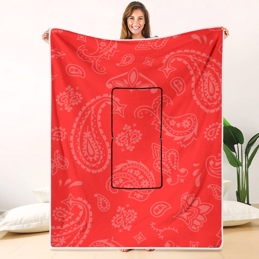 Pillow Blanket - Red with Light Paisley