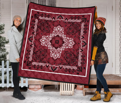 Quilt 3 - White Black on Maroon Bandana Quilt