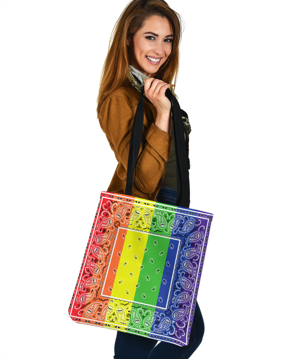 Vertical Rainbow Bandana Tote Bag