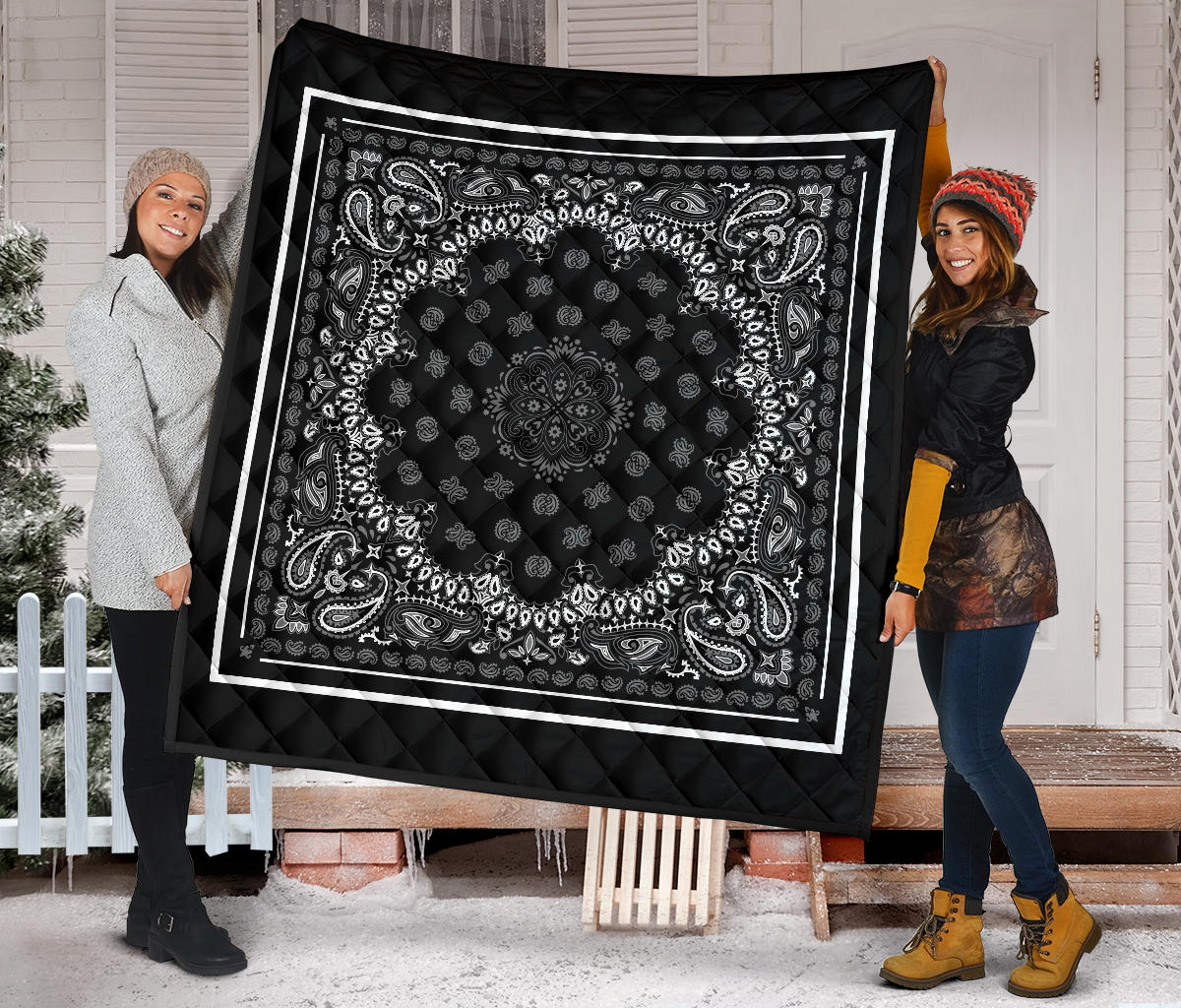 Quilt 2 - Gray on Black White Sq.
