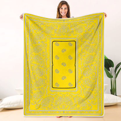 Pillow Blanket - Traditional Yellow and White