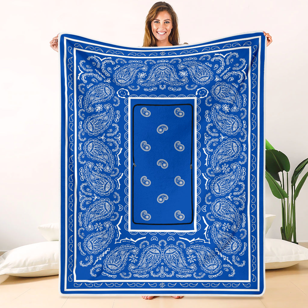 Pillow Blanket - Traditional Blue and White