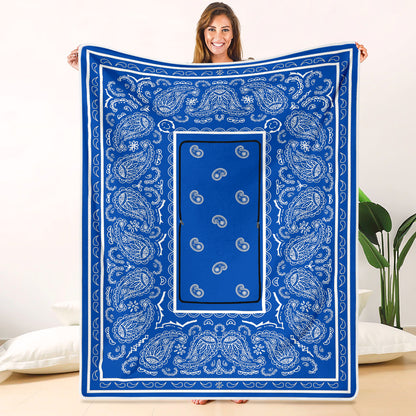 Pillow Blanket - Traditional Blue and White