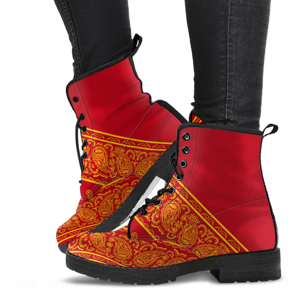 Flying V Red and Gold Leather Bandana Boot