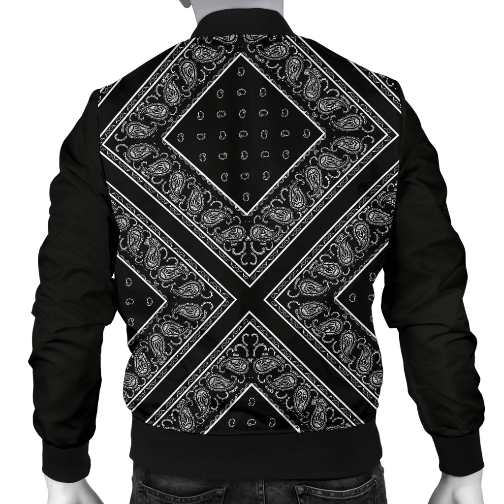 Men's Black X Bandana Bomber Jacket