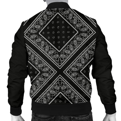 Men's Black X Bandana Bomber Jacket