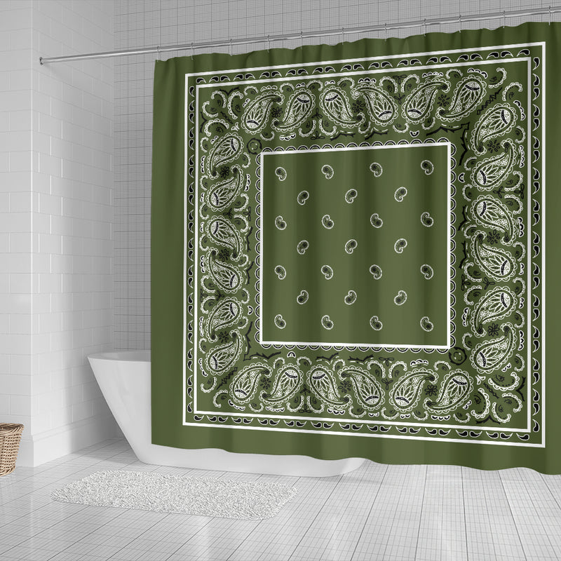 Shower Curtain - Classic Army Green Original Bandana