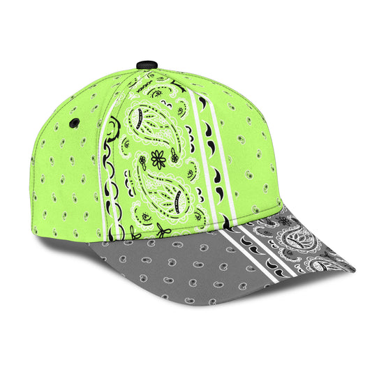 Classic Cap - Lime Bandana Style w Gray Bill