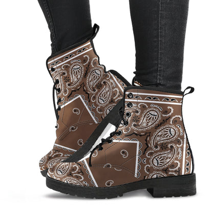 Men's Leather Bandana Boot - Coffee