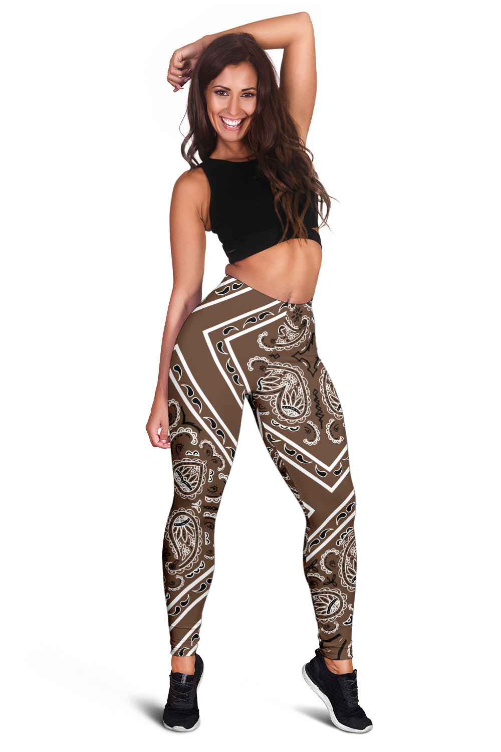 Women's Leggings - Coffee Brown Total Bandana