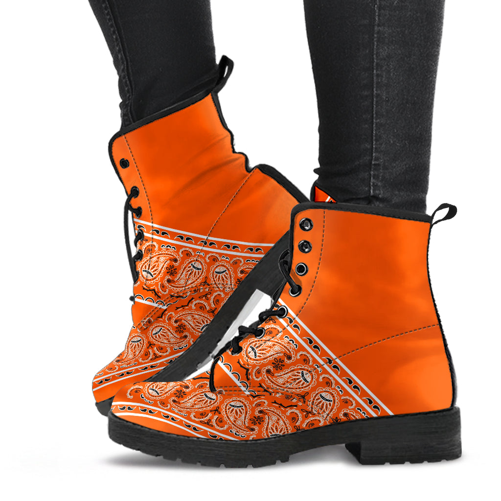 Flying V Leather Bandana Boot - Brt Orange