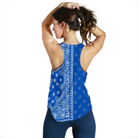 Women's Racerback Tank - Offset White on Cobalt