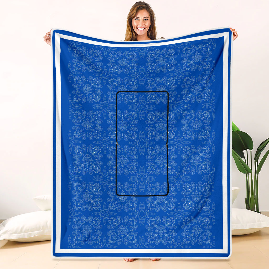 Pillow Blanket - Blue and White